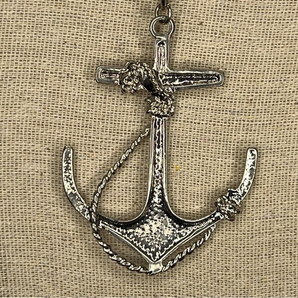 SILVER ANCHOR NECKLACE RETRO NAUTICAL PINUP WOMENS PENDANT - Picture 4 of 8